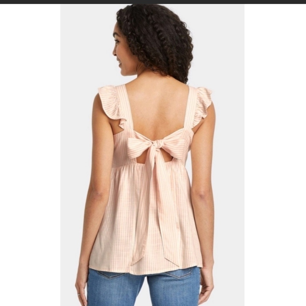 CUTE Flutter Short Sleeve Tie-Back Maternity Top Isabel Maternity yellow white